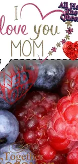 Mother's Day wallpaper with hearts and berries.