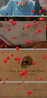 Ohio State themed wallpaper with red hearts and supportive messages.