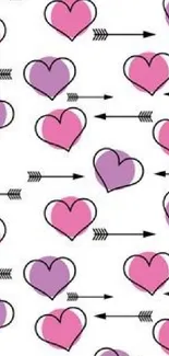 Cute hearts and arrows pattern wallpaper.