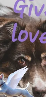 Heartwarming dog wallpaper with love message