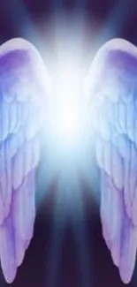 Ethereal angel wings with luminous blue glow