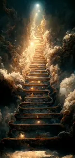 Heavenly staircase leading through glowing clouds, creating a divine and mystical scene.