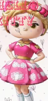 Hello Kitty character in pink dress wallpaper