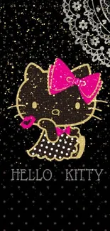 Charming Hello Kitty wallpaper with polka dots and lace accents.