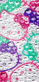 Colorful glitter cat design wallpaper for phones.