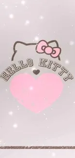 Hello Kitty wallpaper with pink heart and bow design.