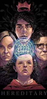 Hereditary movie fan art wallpaper with detailed character illustrations.