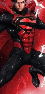 Comic book superhero in red and black costume, dynamic pose wallpaper.