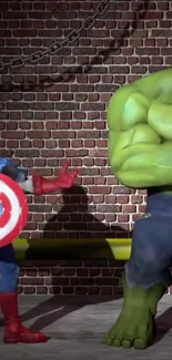 Superheroes facing off in a vibrant comic scene.