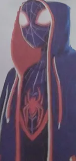 Spider-themed character in blue and red suit