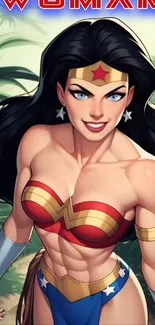 Wonder Woman in powerful superhero pose