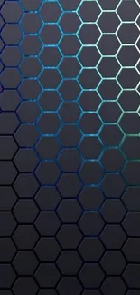 Abstract dark hexagonal grid wallpaper design.