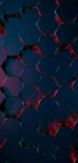 Hexagonal pattern with dark tones and red metallic accents.