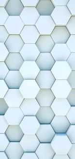 Light blue hexagonal pattern wallpaper with a modern geometric design.