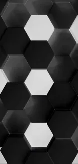 Black and white hexagonal pattern wallpaper.