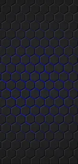 Black and blue hexagonal pattern wallpaper for modern aesthetics.