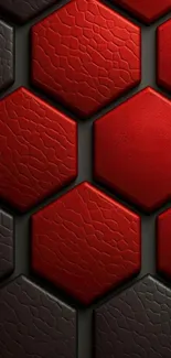 Hexagonal red patterned texture mobile wallpaper.