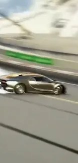 High-speed sports car drifting on a dynamic race track.