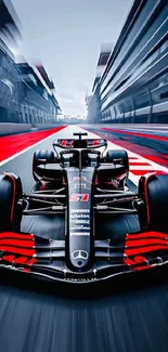 High-speed racing car on a track.