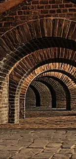 Historic brick archway with textured stone floor and intricate architecture.