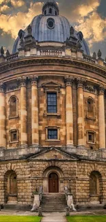 Radcliffe Camera in Oxford under a dramatic sky.