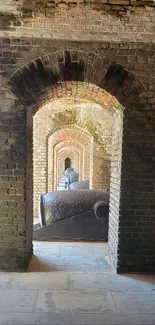 Historic brick archway with interior view and rustic charm.