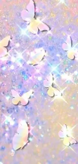 Holographic pastel butterflies with sparkles.