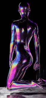 Futuristic holographic silhouette on black.