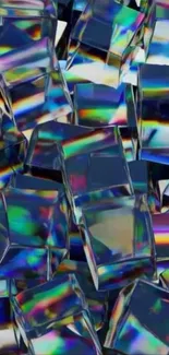 Colorful holographic prism pattern wallpaper.