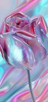 Holographic rose artwork with pastel colors.