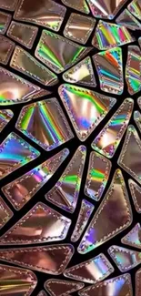 Holographic abstract geometric shapes wallpaper.