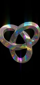 Holographic snake loop on dark background.