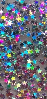 Colorful holographic stars on a light background.