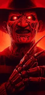 Horror icon with red glow and menacing stance in dark theme.