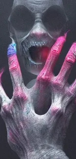 Eerie monster hand and face wallpaper.