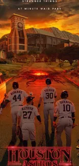 Houston Astros players in Stranger Things style.