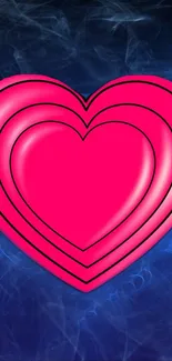 Vibrant pink heart on smoky blue background.