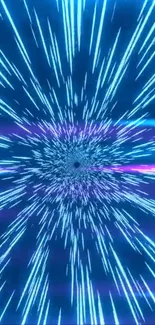 Hyperspace energy burst with blue neon streaks.