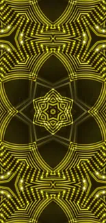 Intricate yellow abstract pattern wallpaper for mobile devices.