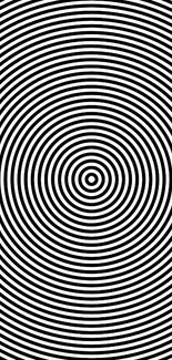 Hypnotic black and white concentric circles pattern wallpaper.