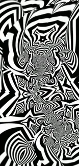 Black and white hypnotic pattern mobile wallpaper with surreal designs.