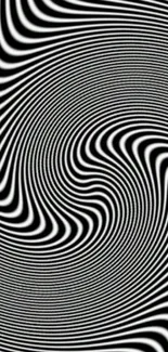 Hypnotic black and white spiral wallpaper for mobile devices.