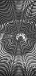 Hypnotic black and white spiral design wallpaper.