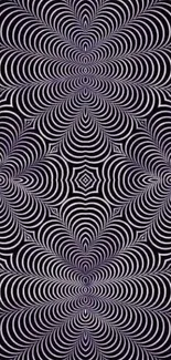 Hypnotic black and white spiral wallpaper with optical illusion design.