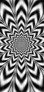 Hypnotic black and white spiral abstract wallpaper.