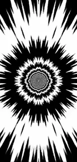 Hypnotic black and white swirl mobile wallpaper with bold spiral pattern.