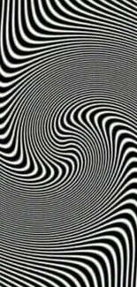 Black and white hypnotic swirl pattern wallpaper.