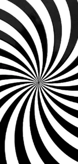 Mesmerizing black and white spiral wallpaper with optical illusion effect.