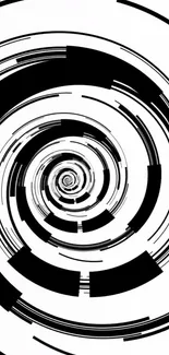 Hypnotic black and white spiral wallpaper for mobile.