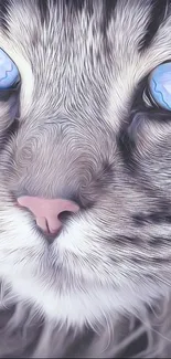 Blue-eyed cat close-up digital art wallpaper